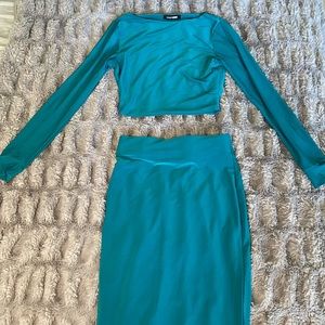 Fashion nova teal skirt set